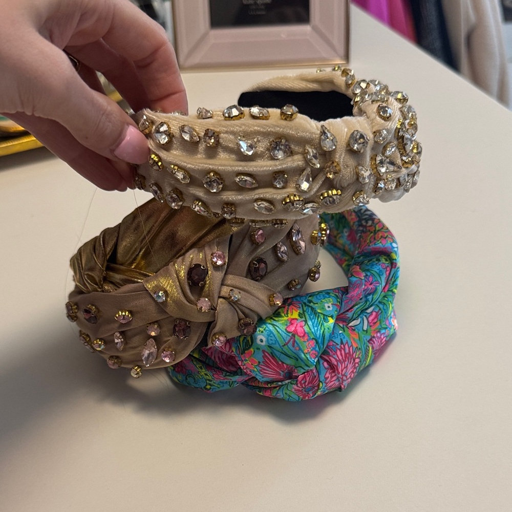 Source Unknown Gold and Floral Gem Headbands